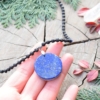 ~MÍR~ Jedinečný náhrdelník květ života z talismanem z lapisu lazuli a lávovým kamenem, nerez ocel