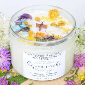 Přírodní sójová svíčka s dřevěným knotem Protihmyzka