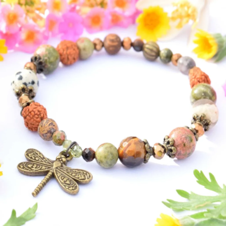 Rudraksha náramek z minerálů Born to be free, vážka