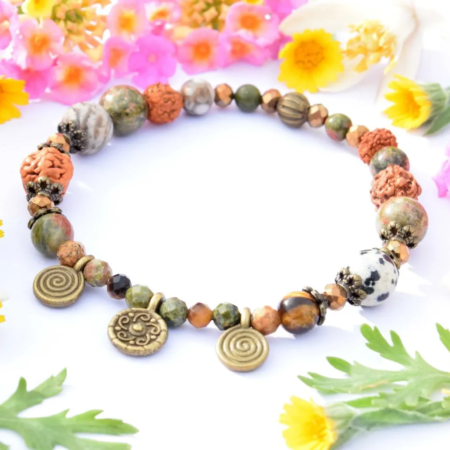 Rudraksha náramek z minerálů Born to be free, spirála