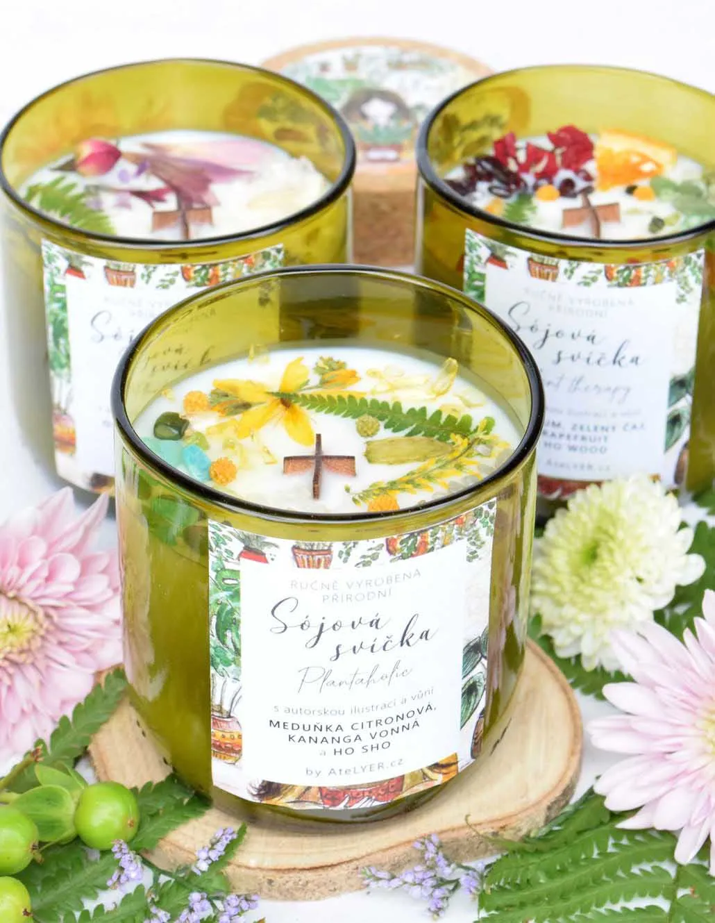 Přírodní sójové svíčky s dřevěným knotem Plant LOVER